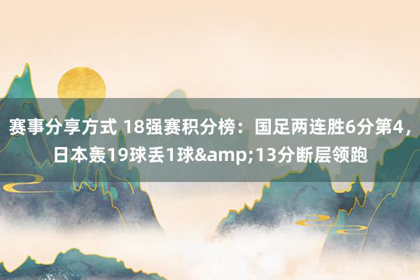 赛事分享方式 18强赛积分榜：国足两连胜6分第4，日本轰19球丢1球&13分断层领跑