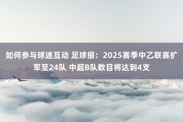 如何参与球迷互动 足球报：2025赛季中乙联赛扩军至24队 中超B队数目将达到4支