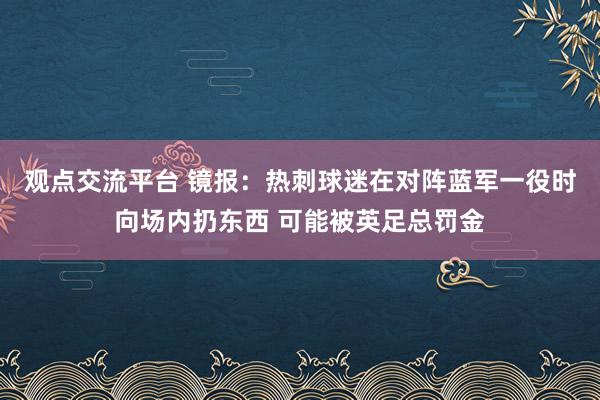 观点交流平台 镜报：热刺球迷在对阵蓝军一役时向场内扔东西 可能被英足总罚金