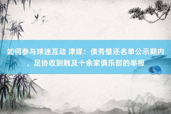 如何参与球迷互动 津媒：债务璧还名单公示期内，足协收到触及十余家俱乐部的举报