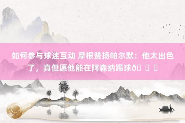 如何参与球迷互动 摩根赞扬帕尔默：他太出色了，真但愿他能在阿森纳踢球👍